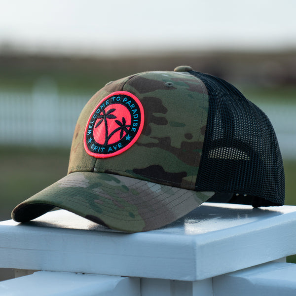 PARADISE - Black Green/Black Multicam Mesh Trucker