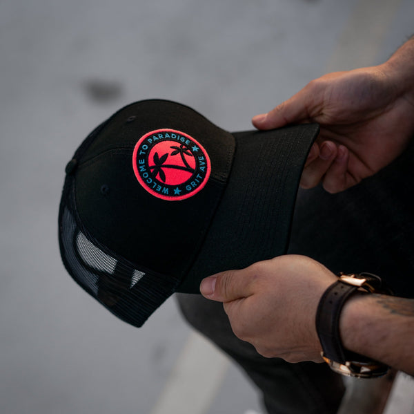 PARADISE - All Black Mesh Trucker