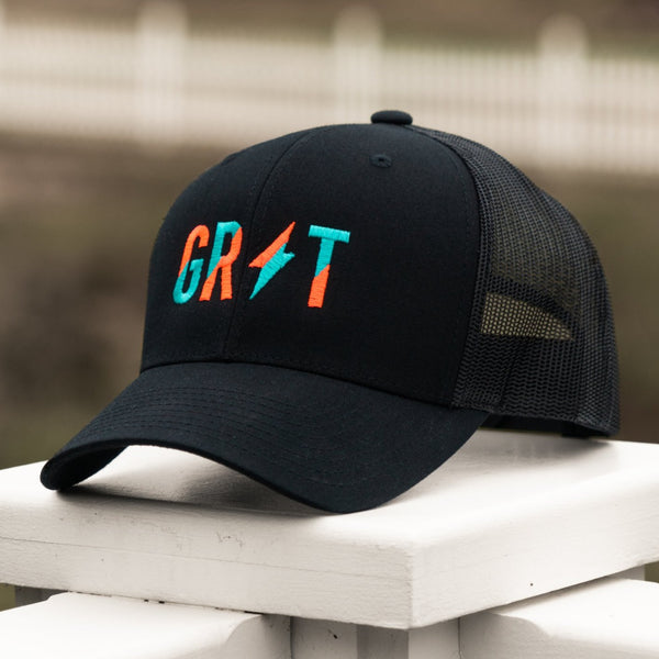 WAVE - Orange/Teal - Black Mesh Trucker
