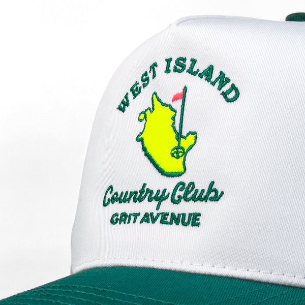 COUNTRY CLUB - White/Green - Structured 5-Panel