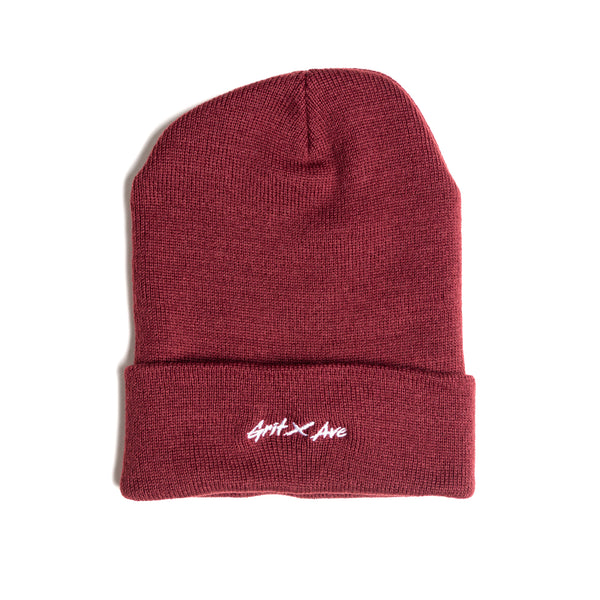 "GRIT X AVE" - Burgundy Beanie