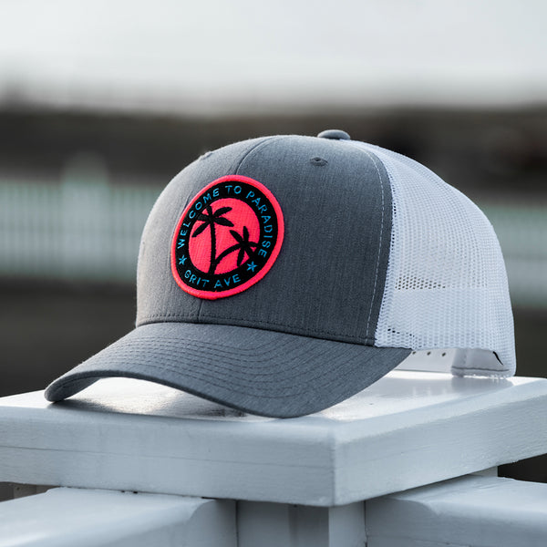 PARADISE - Gray/White Mesh Trucker